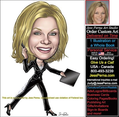 Real Estate Agent Talking on Phone Caricature