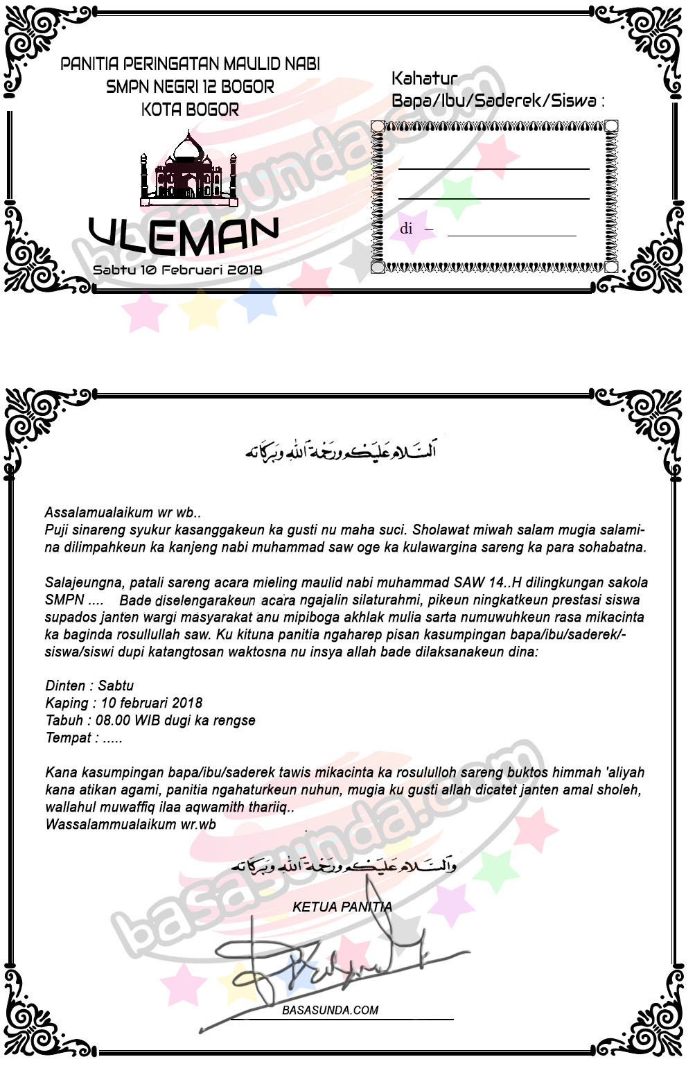 Contoh Undangan Bahasa Sunda Mosaicone