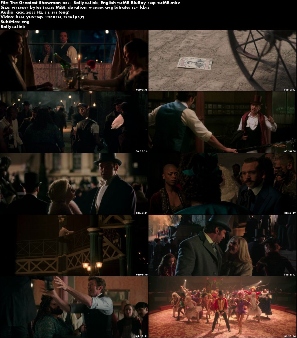 The Greatest Showman 2017 BluRay 950MB English 720p ESub Download