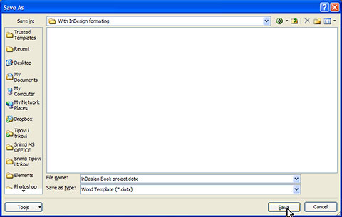 Save document as MS Word template Save document as MS Word template