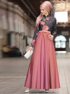 Dress muslim modern motif bunga