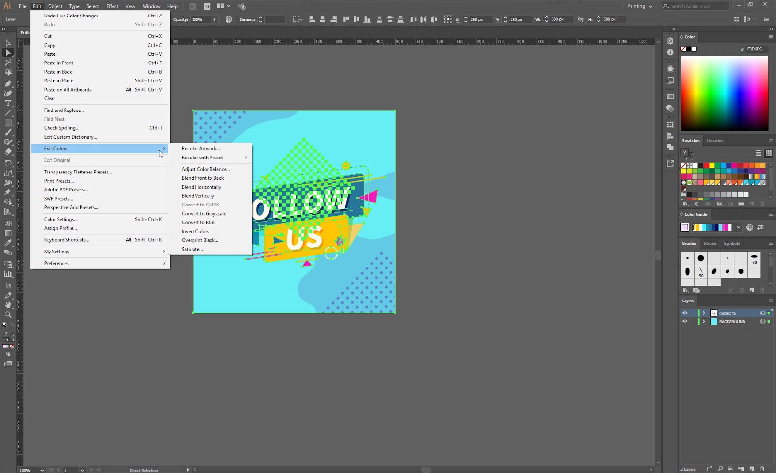 เปลี่ยนสีใน Artwork โปรแกรม Adobe Illustrator แบบเร่งด่วนภายใน 1 นาที ~  Phuketi
