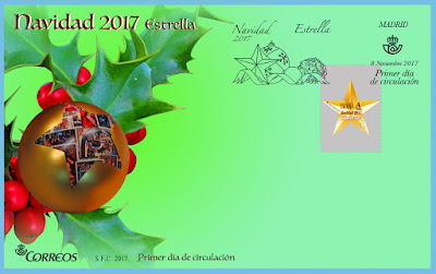 Filatelia - Navidad 2017 - España - Sobre Primer día de circulación Estrella