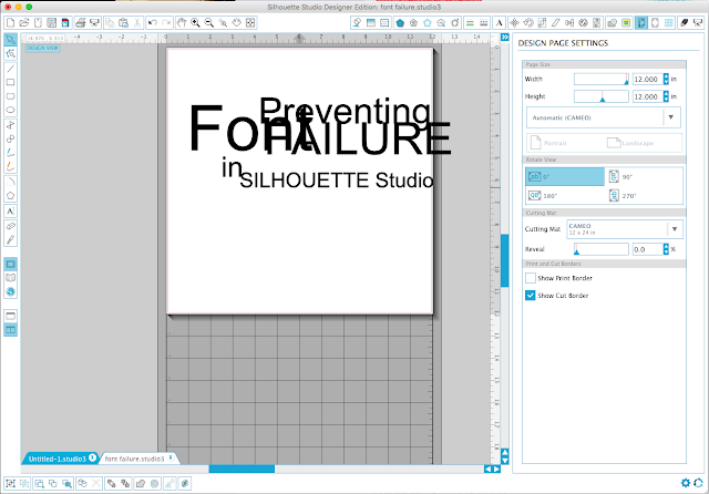 Silhouette Studio, font, font failure