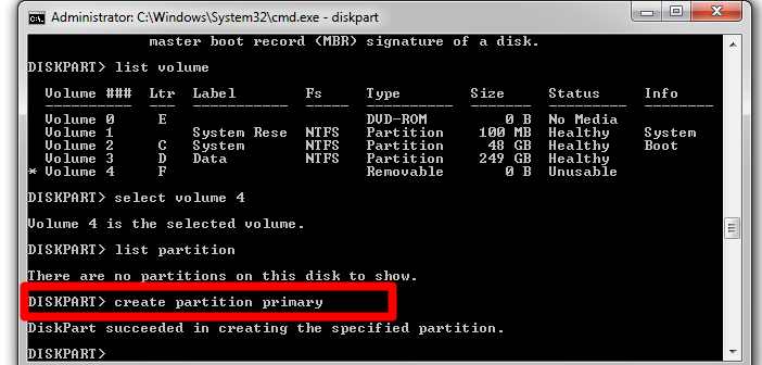 Show partitions