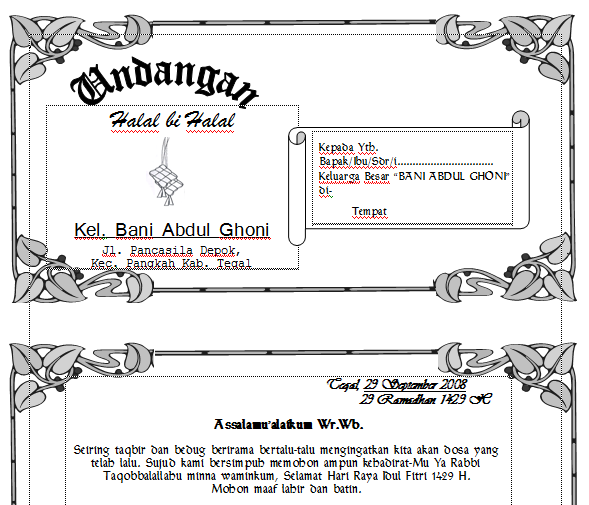 Contoh Surat Undangan Halal Bihalal Keluarga Besar - tukaffe.com