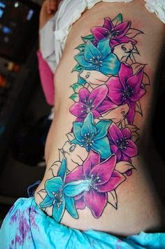 Colorful Flowers Frog Tattoo Designs, Designs Of Frog With Flower Tattoo, Flower With Frog Tattoo Designs, Women Hip Frog Flower Tattoo, Flower, Animals, Women,