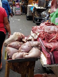sheep's head and other organs at the market in Mexico City