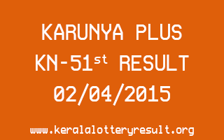 Karunya Plus KN 51 Lottery Result 2-4-2015