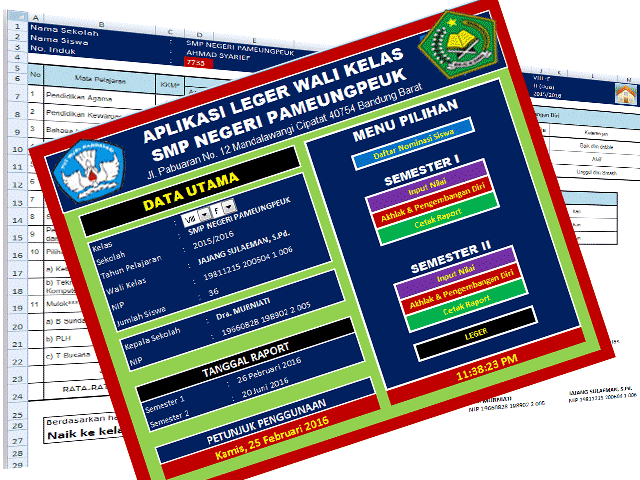 Aplikasi Leger Wali Kelas Format Excel File Sekolah
