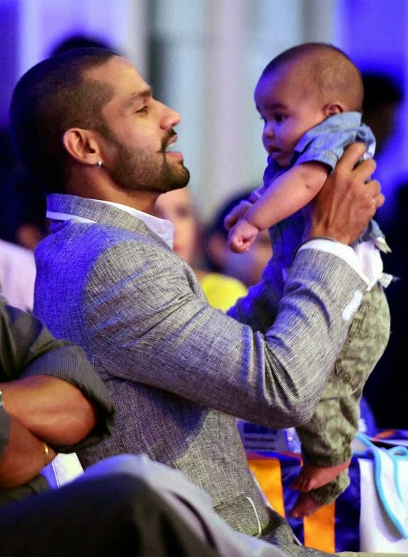 Indian Cricketer Shikhar Dhawan with Son Zoravar Dhawan | Indian Cricketer Shikhar Dhawan Family Photos | Real-Life Photos