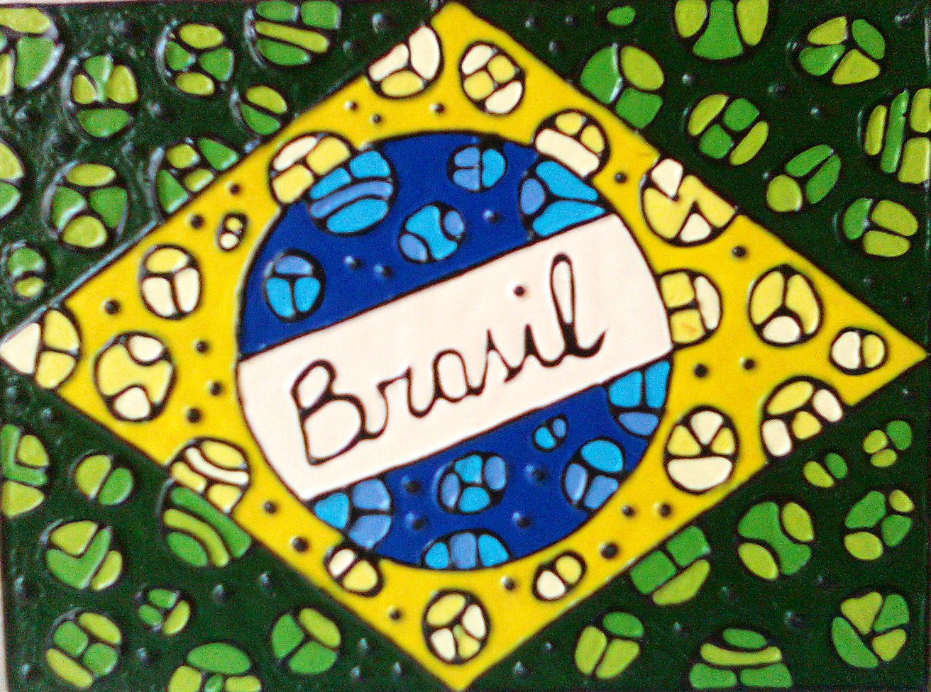 May arte Naif Bandeira do Brasil