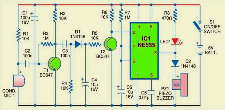 do it by self with wiring diagram: 555 Ic Buzzer Circuit