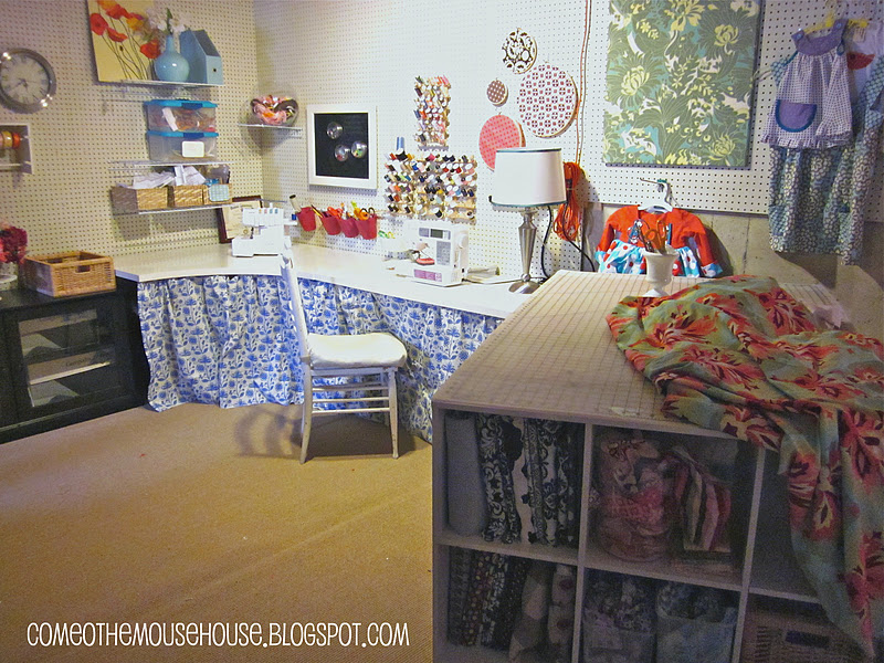 An Incredible Colourful Basement Craft Room Haven!  Basement craft rooms,  Dream craft room, Sewing room inspiration