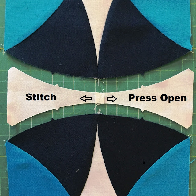 pressing sewn quilt block