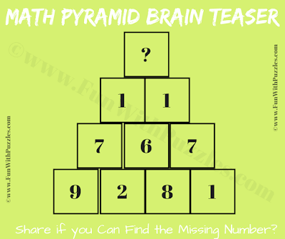 Pyramid Number Puzzle: Easy Picture Maths Puzzle for Kids