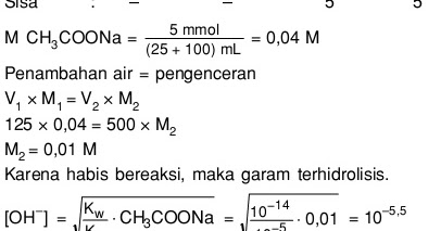 Sebanyak 100 ml larutan ch3cooh 0 2m dicampur dengan 100ml larutan naoh 0 2m