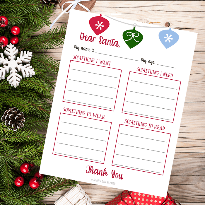 Want, Need, Wear, Read Christmas List | Free Printable | Sunny Day Family