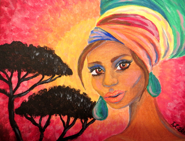 Turban Girl Africa Painting