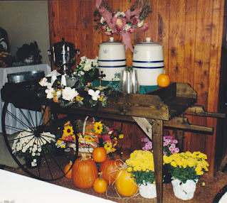 drink station serving table decorated for fall