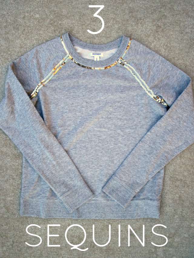 3 (or unlimited!) amazing easy ways to embellish a grey sweatshirt