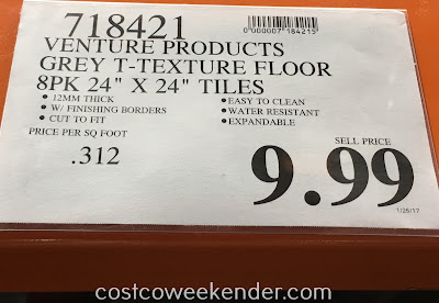 Deal for Venture Products Grey T-Texture Floor Tiles at Costco