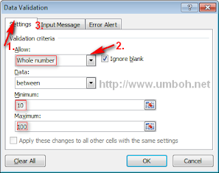 Setting Data validation