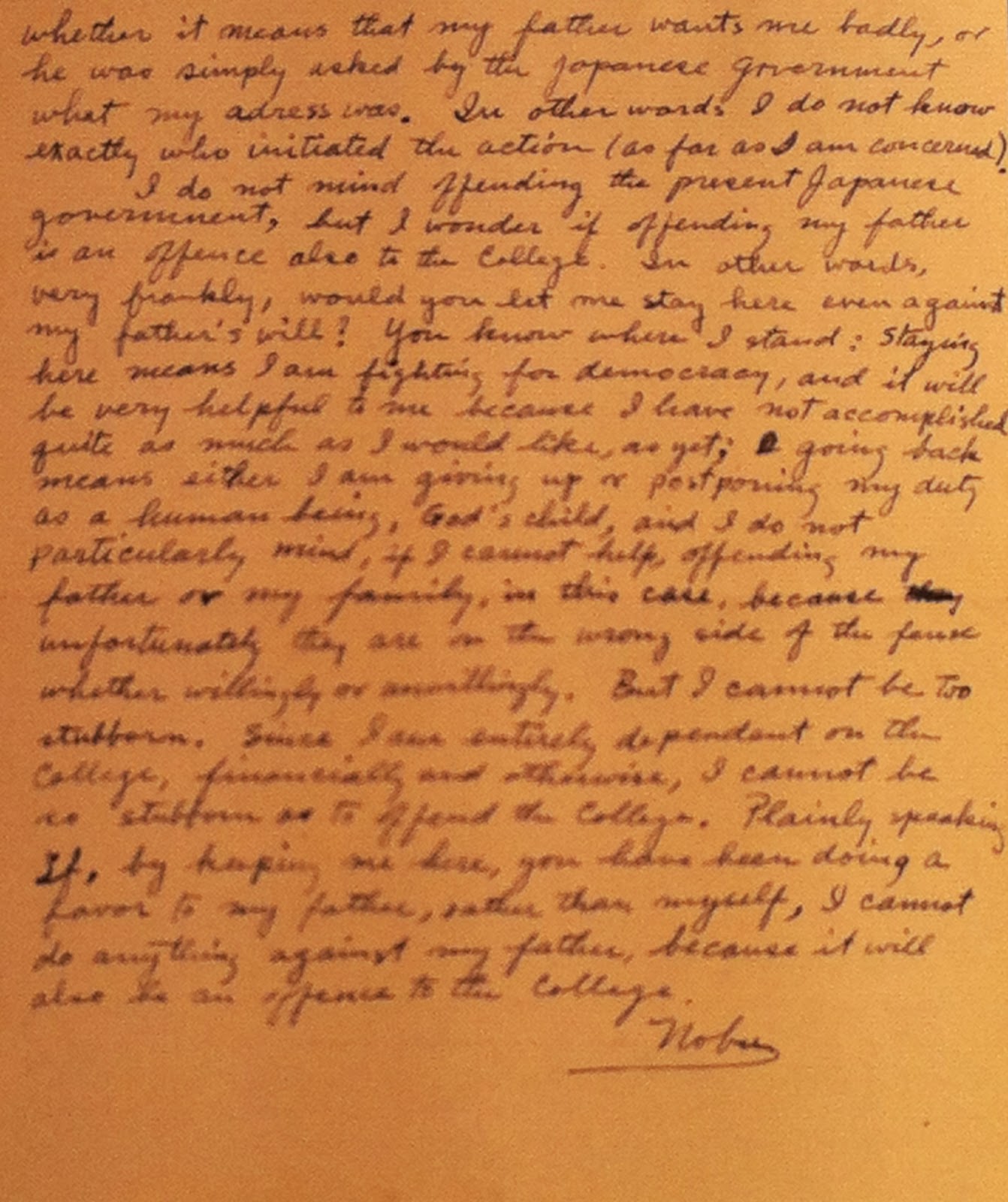 A handwritten page of text.