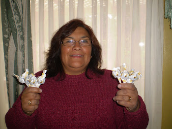 Mónica Rodriguez mostrando sus "Chupetines de miel con propóleos" una propuesta de diversificación