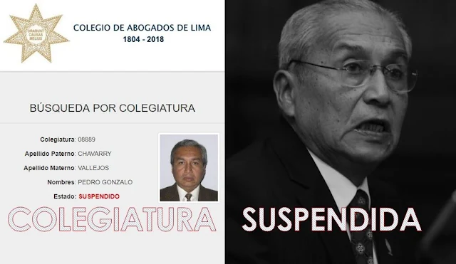 Colegio de Abogados oficializa suspensión de colegiatura de Chávarry