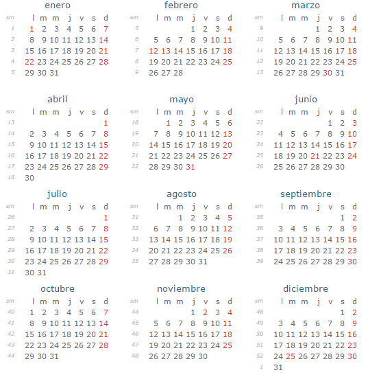 CALENDARIO 2020 BOLIVIA - Calendario 2019