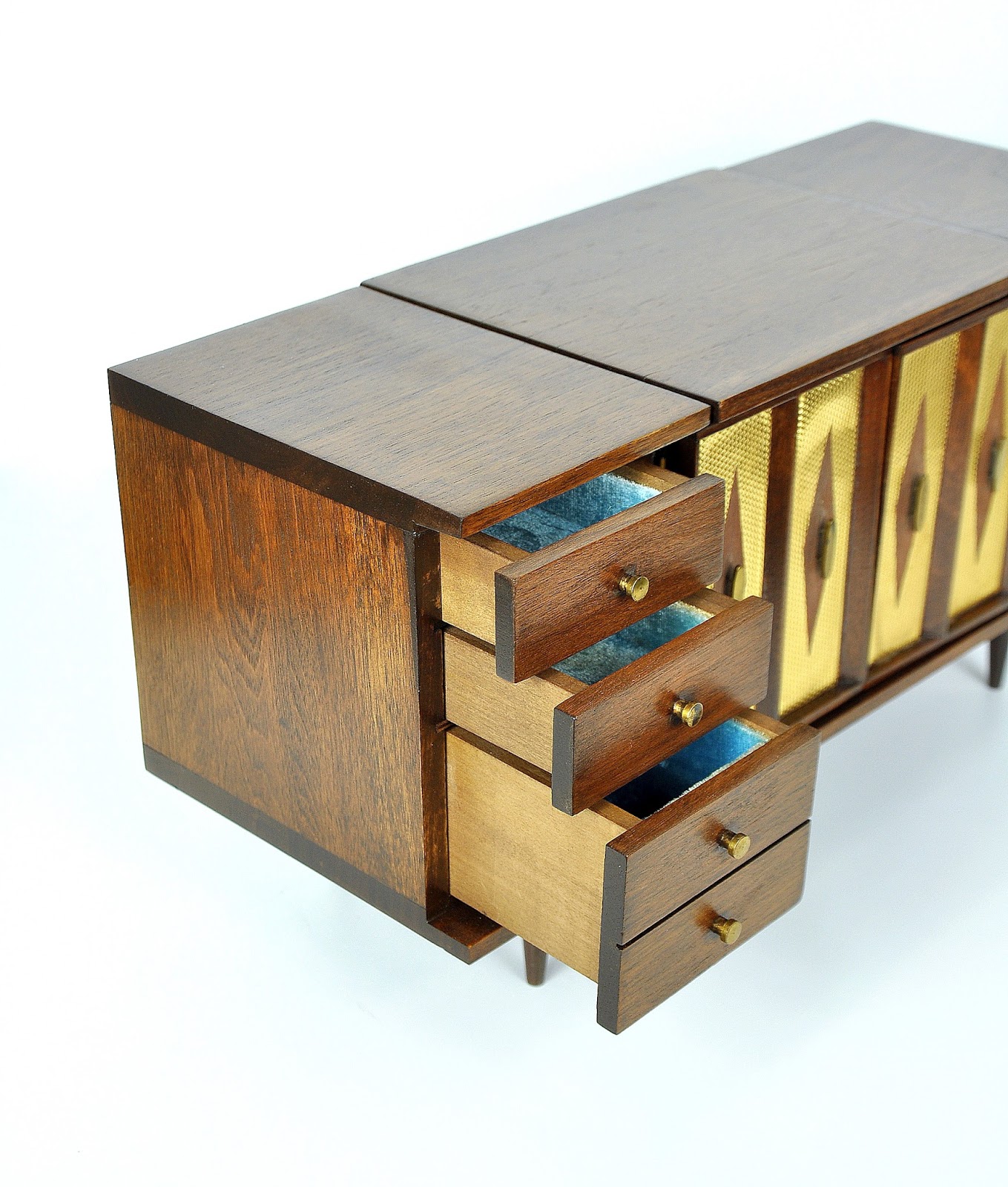 SELECT MODERN Miniature MidCentury Modern Dresser Jewelry Music Box