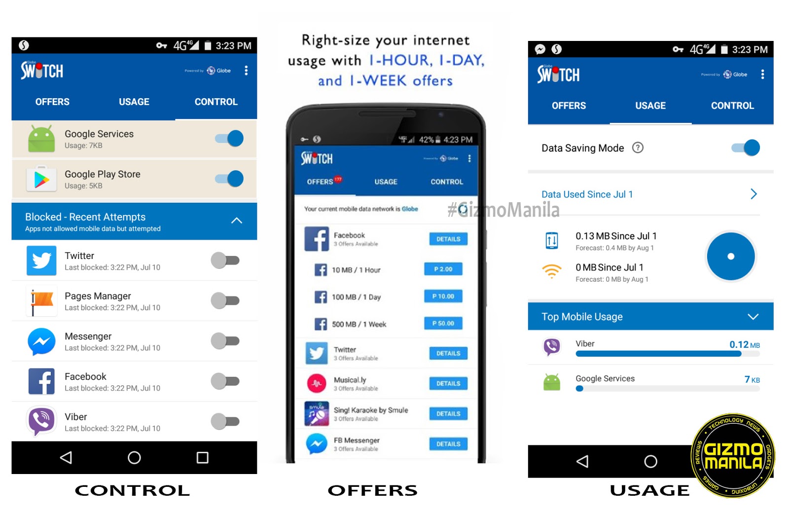 Control your mobile data usage using Globe Switch app Gizmo Manila