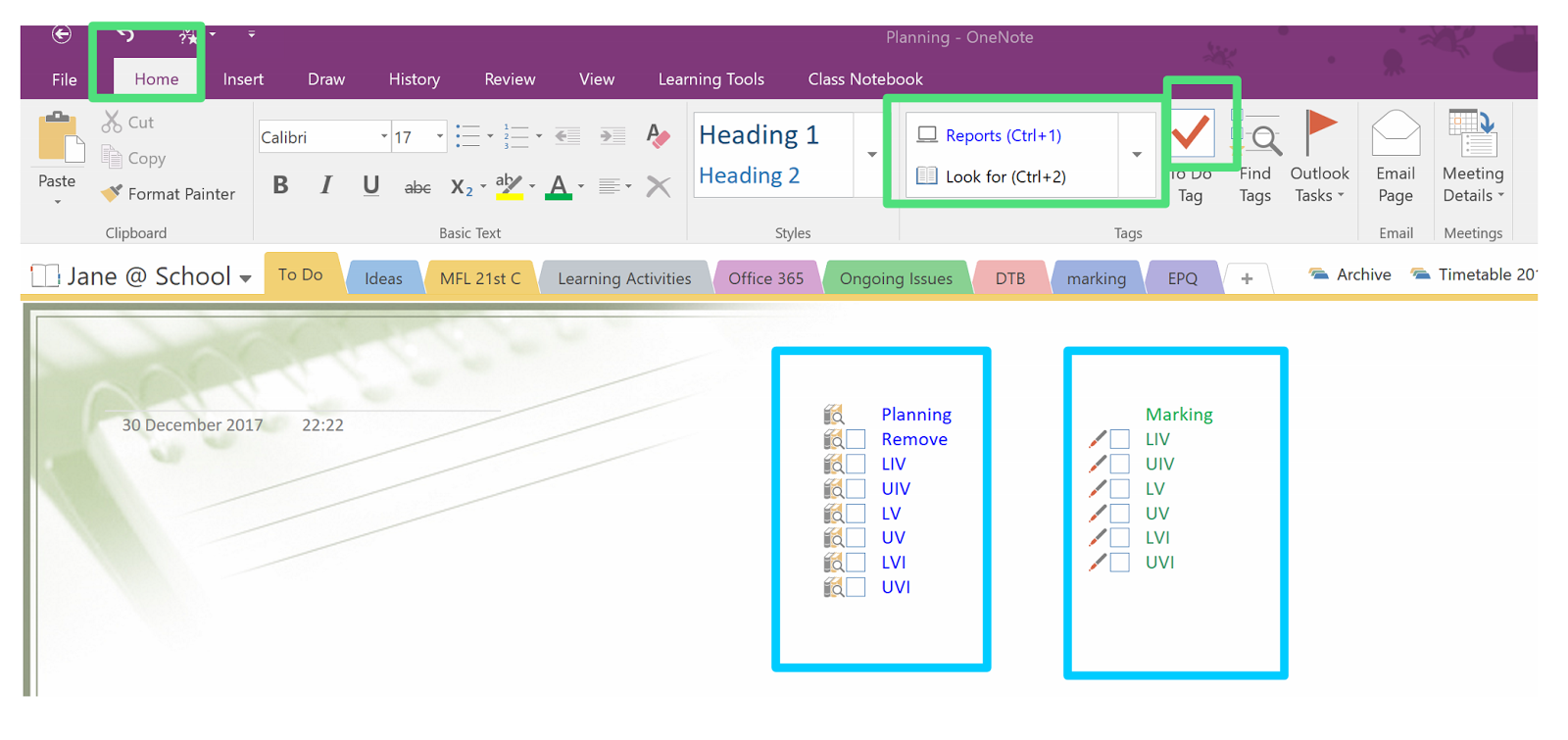 Tags & Templates in OneNote