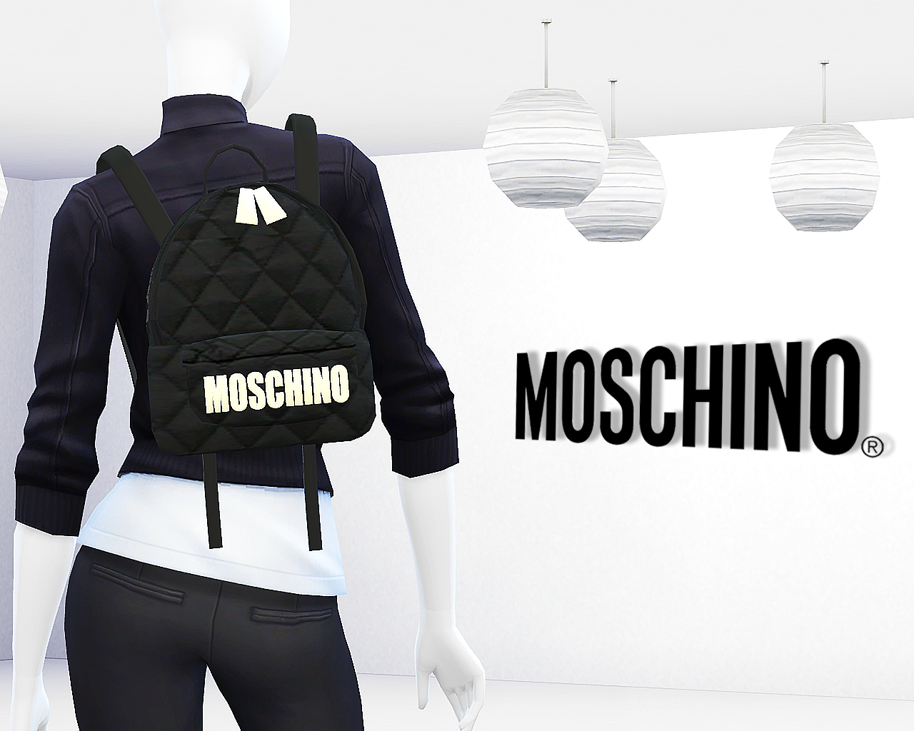 Moschino Quilted Fabric Backpack