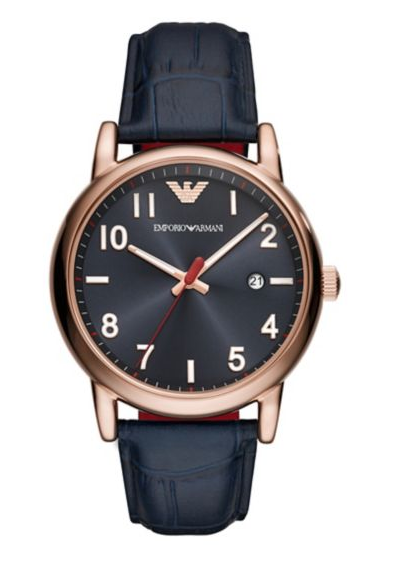 Emporio Armani Luigi Leather-Strap Dress Watch