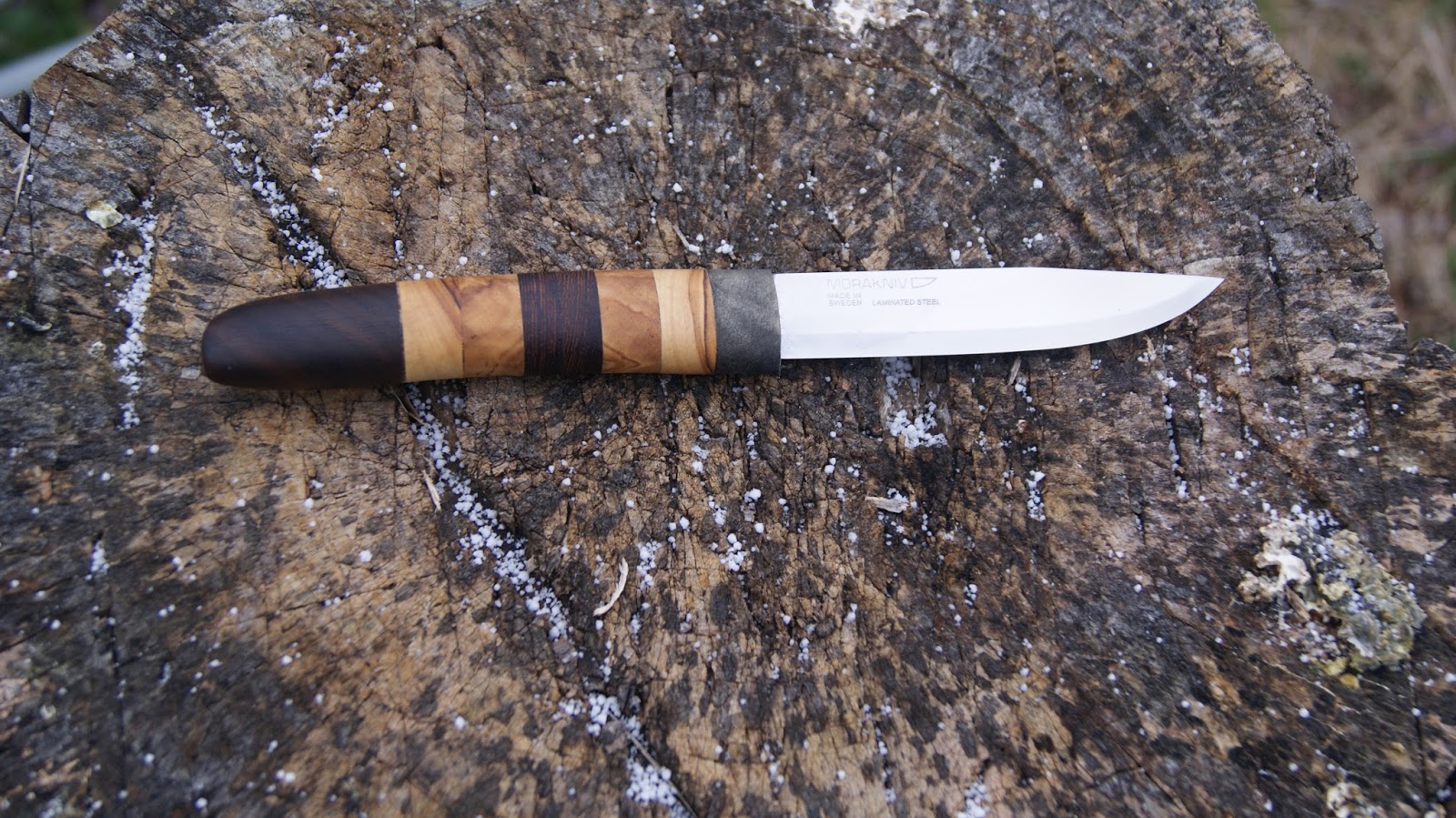 Knife Wonder Multi wood handle on Mora knife blank