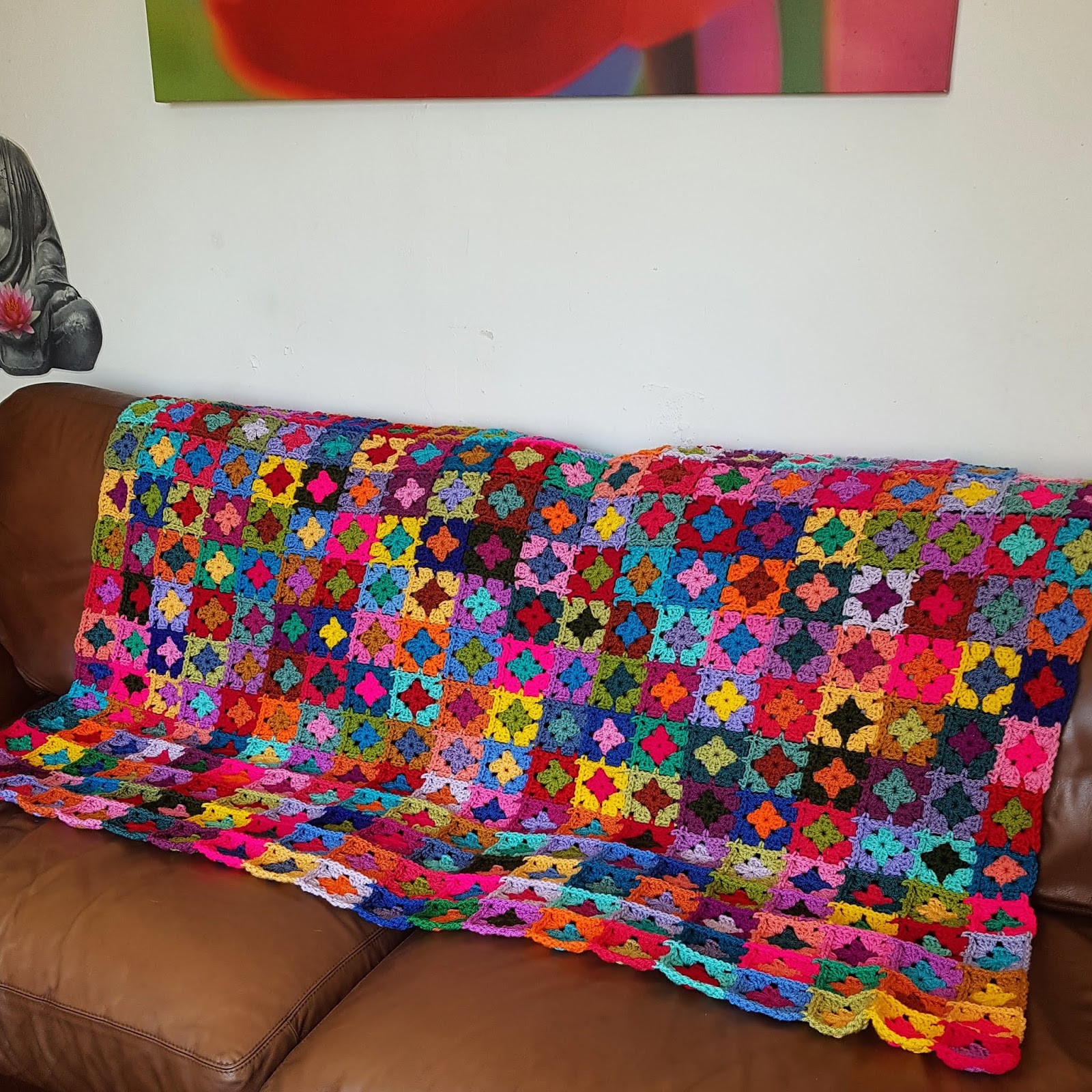 The Sunroom UK Mini Granny Squares Blanket in Progress