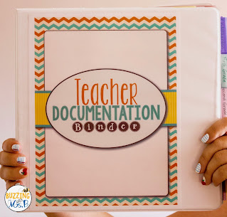 Two hands holdig the Teacher documentation Binder from  the Instructional Coach Binder MegaPack