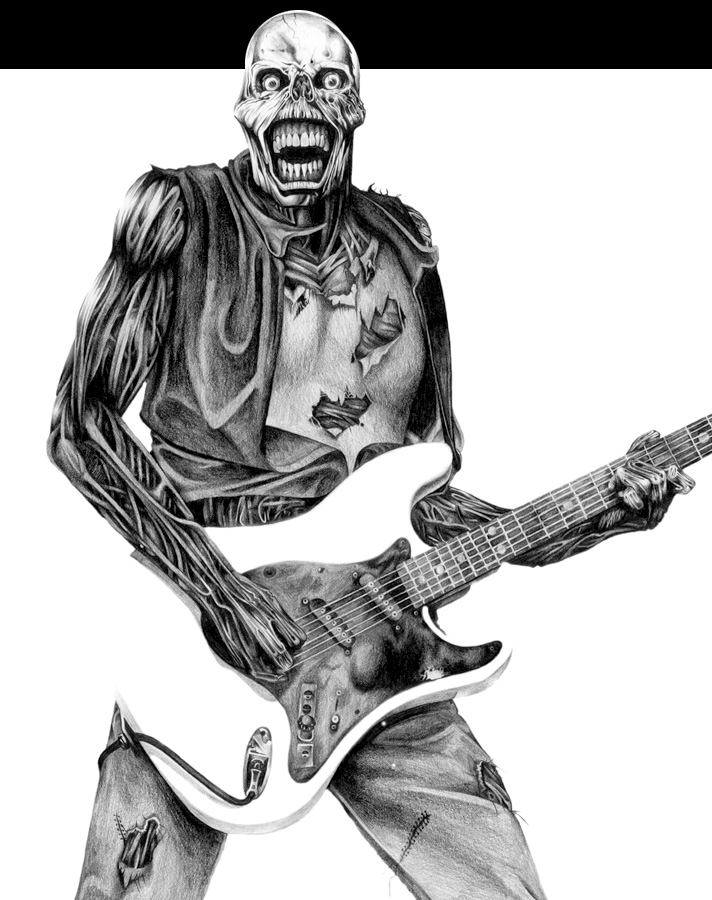 Mick Usher Illustration 'Zombie' Pencil Illustration