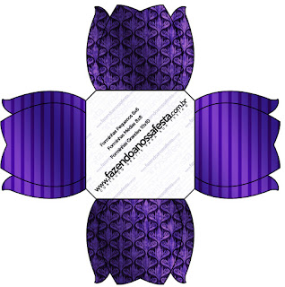 Morado con Rayas y Arabescos: Cajas para Imprimir Gratis.