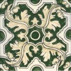 Portuguese Braganza Green Hand-Painted Ceramic Tile