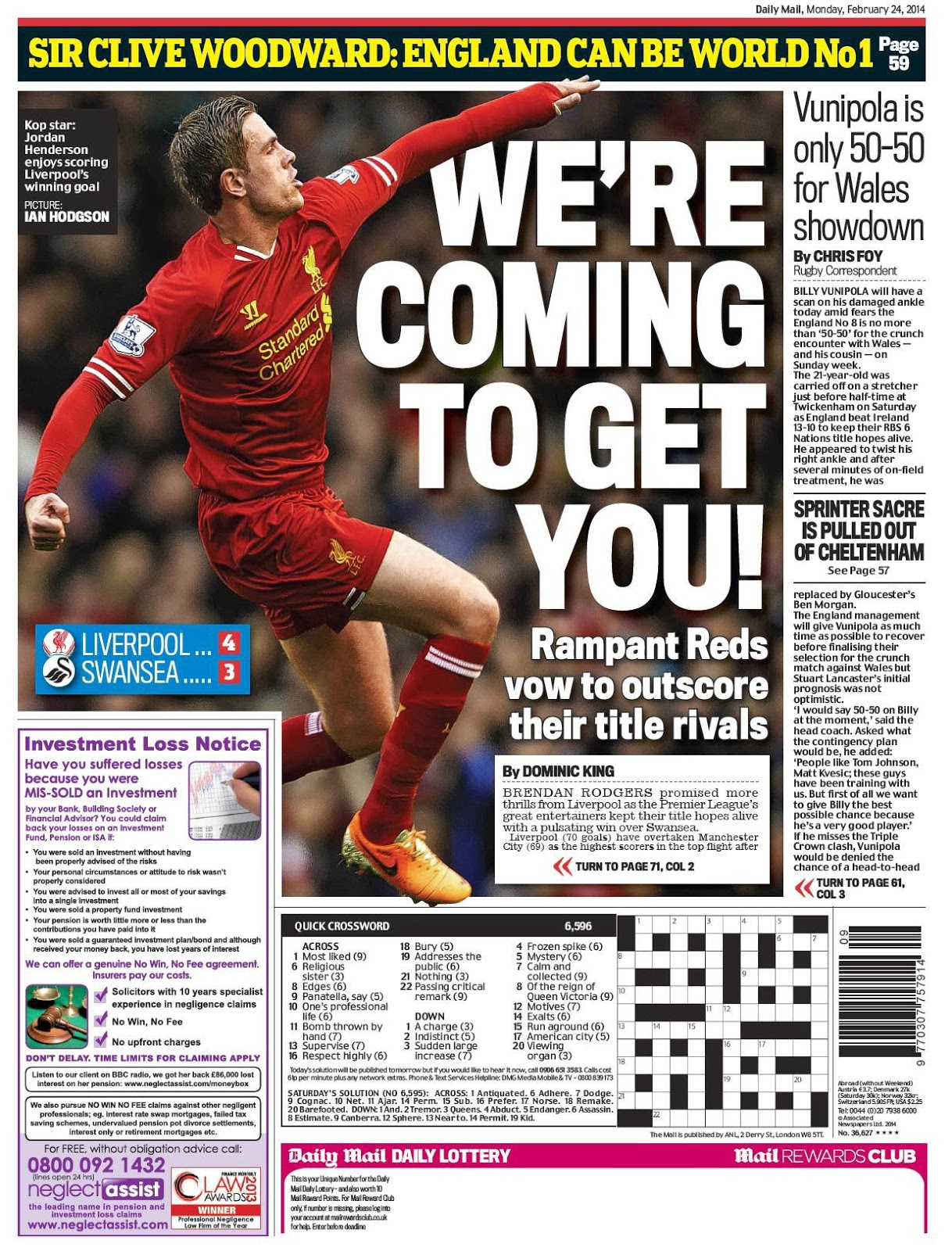 UK Newspaper Back Pages - Monday 24th Feb - e-Football