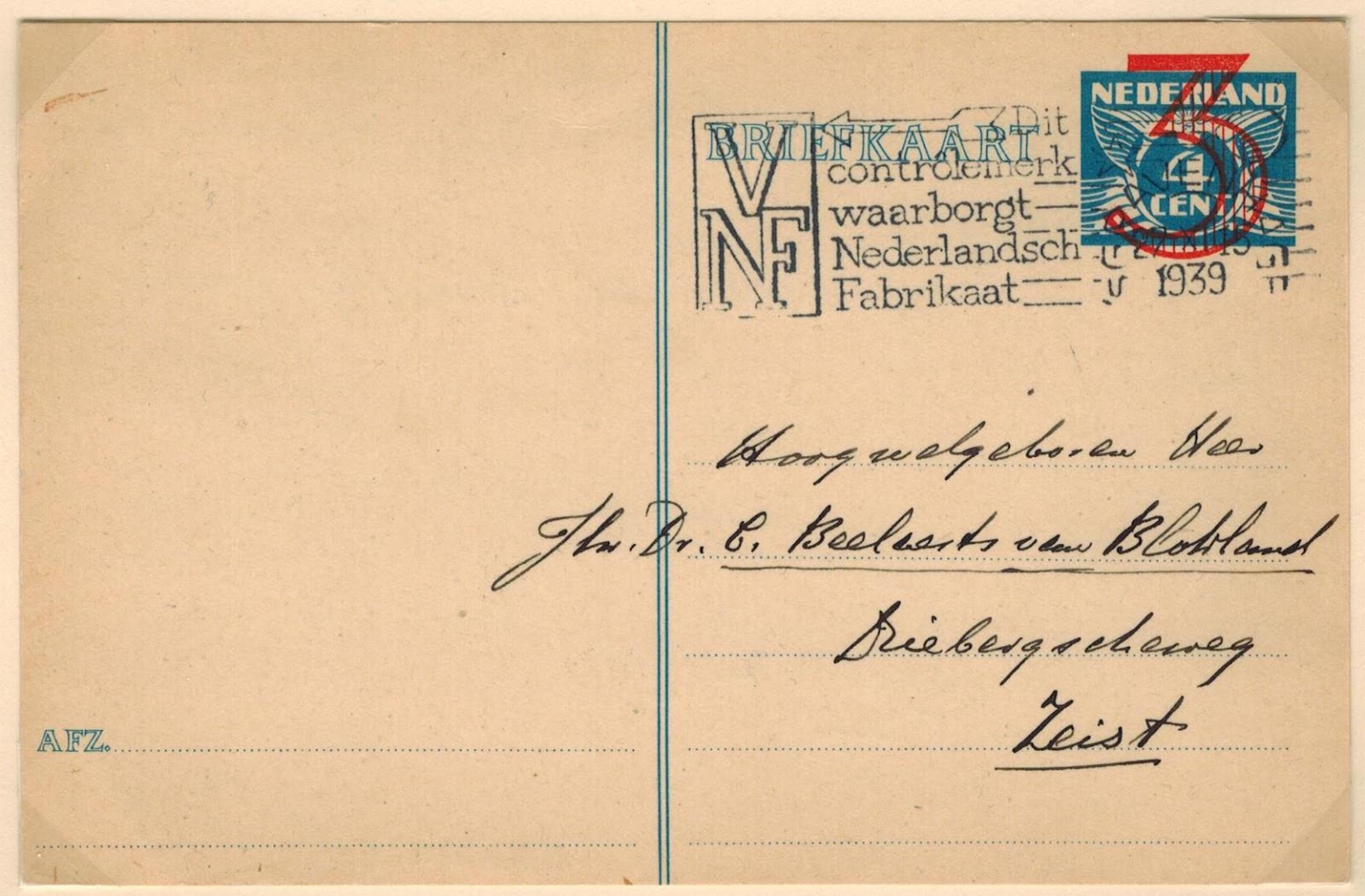 Netherlands Postal History Domestic Post Card Rates 1921 1946