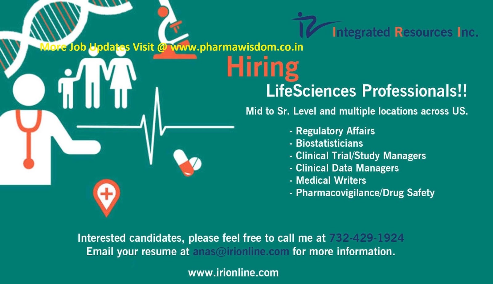 Hiring Life Sciences Professionals for RA / Biostatisticians / Clinical