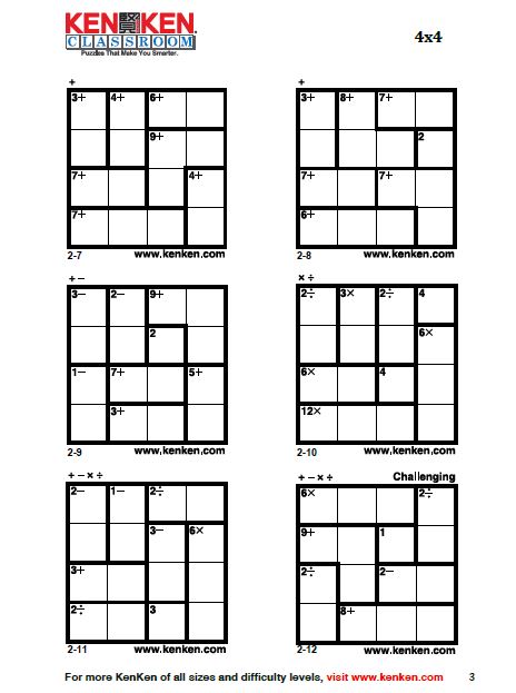 Free Kenken Printable Puzzles Printable Templates
