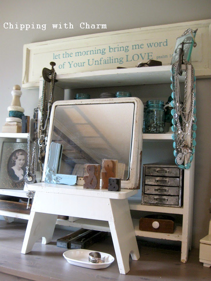 Chipping with Charm: junk to jewelry display...http://www.chippingwithcharm.blogspot.com/