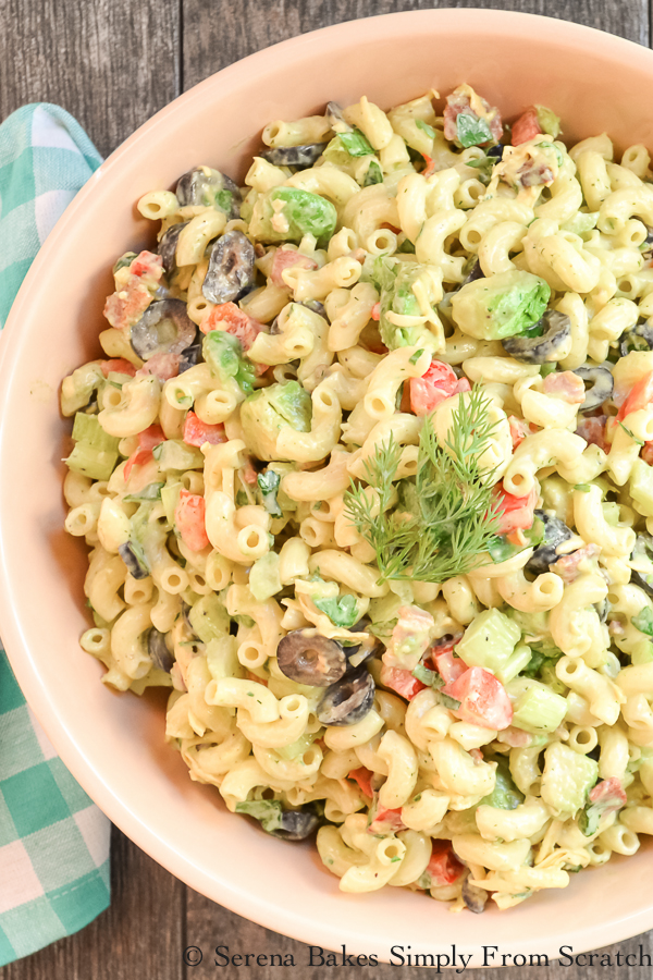 Creamy Avocado Bacon Pasta Salad with Dill Dressing Serena Bakes