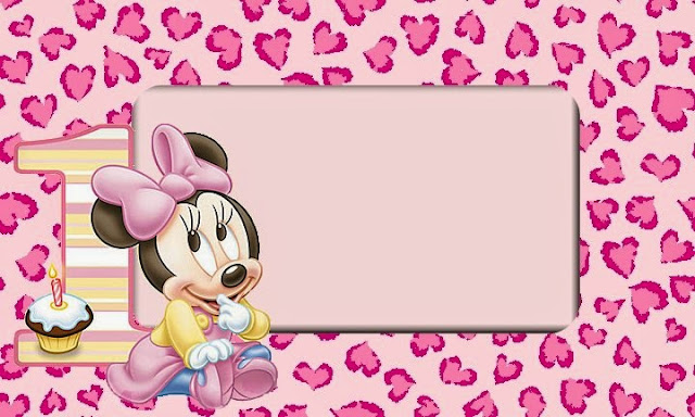 Minnie Primer Año con Lunares: Invitaciones para Imprimir Gratis. Para hacer invitaciones, tarjetas, marcos de fotos o etiquetas, para imprimir gratis de Minnie Primer Año con Lunares.