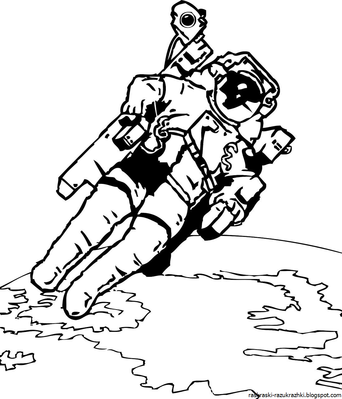 Космонавт в космосе рисунок раскраска